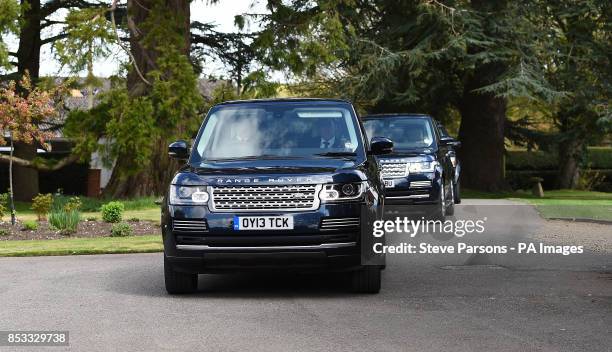 President of Ireland Michael D Higgins arrives at Park House Stables, Kingsclere, Newbury, Berkshire during his State visit to the UK