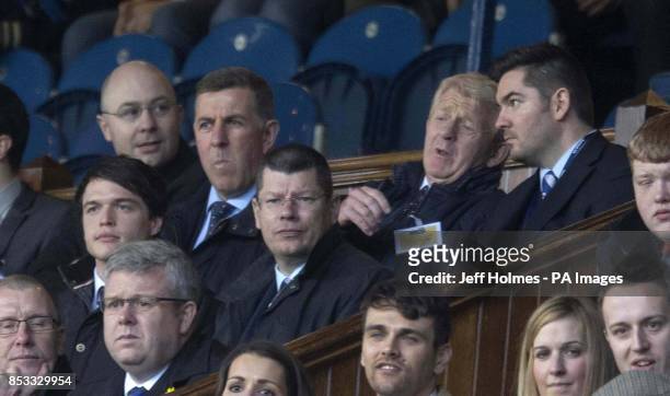 Scotland manager Gordon Strachan watches from the stands during the William Hill Scottish Cup Semi Final match at Ibrox, Glasgow.