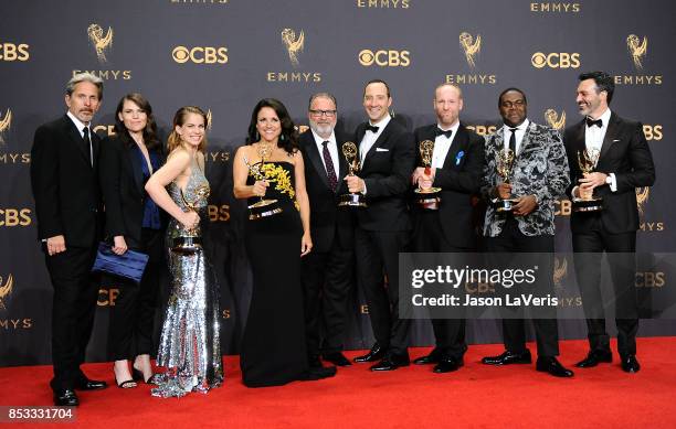 Actors Gary Cole, Clea DuVall, Anna Chlumsky, Julia Louis-Dreyfus, Kevin Dunn, Tony Hale, Matt Walsh, Sam Richardson, and Reid Scott, winners of the...