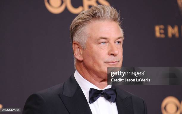 Alec Baldwin poses in the press room at the 69th annual Primetime Emmy Awards at Microsoft Theater on September 17, 2017 in Los Angeles, California.