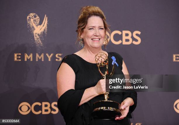 Actress Ann Dowd poses in the press room at the 69th annual Primetime Emmy Awards at Microsoft Theater on September 17, 2017 in Los Angeles,...