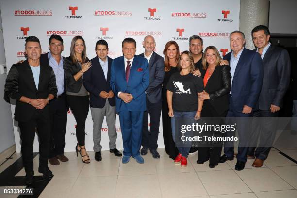 Telemundo's Primetime Special from Cisneros Studio in Miami, FL -- Pictured: Jorge Bernal, Gabriel Porras, Erika Csiszer, Cesar Conde, Don Francisco,...