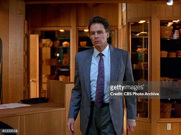 American actor Richard Beymer in a scene screen grab from the pilot episode of the television series 'Twin Peaks,' originally broadcast on April 8,...