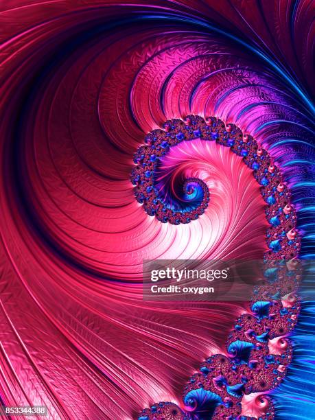 blue and pink spiral abstract fractal pattern - fractal stock pictures, royalty-free photos & images