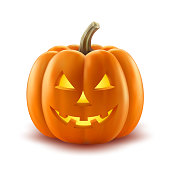 Scary pumpkin halloween lantern realistic vector