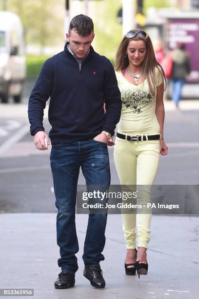 Fred Evans from St Mellon's in Cardiff, who won a silver medal in welterweight boxing at the London 2012 Olympics, arrives at Birmingham Crown Court...