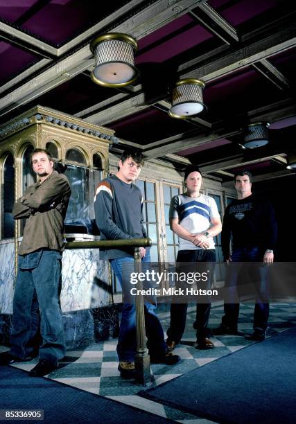 Photo of Matt ROBERTS and Todd HARRELL and 3 DOORS DOWN and Brad ARNOLD and Chris HENDERSON; Posed full length group portrait L-R Todd Harrell, Brad...