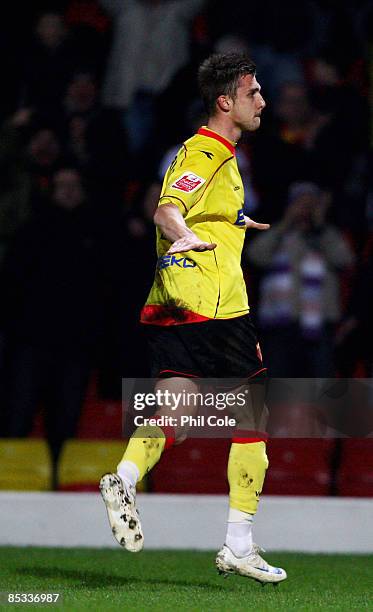 Tamas Priskin of Watford celabrates scoring against Nottingham Forest during the Coca Cola Championship match between Watford and Nottingham Forest...