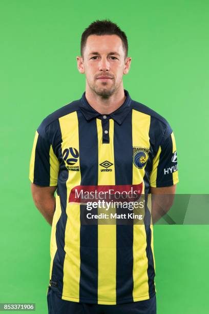 Blake Powell poses during the Central Coast Mariners 2017/18 A-League headshots session at Fox Sports Studios on September 25, 2017 in Sydney,...