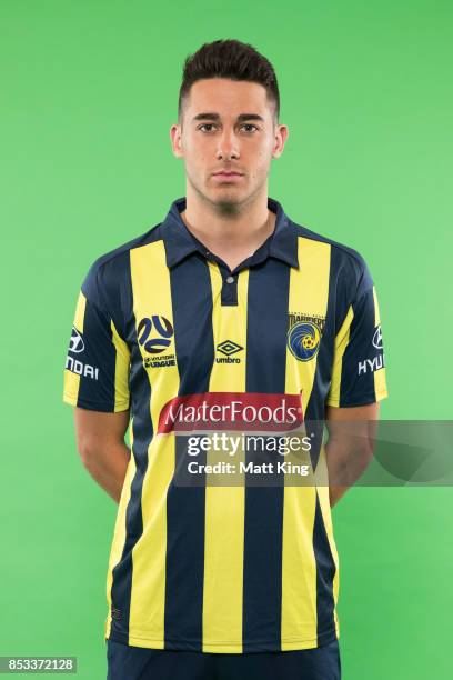 Harry Ascroft poses during the Central Coast Mariners 2017/18 A-League headshots session at Fox Sports Studios on September 25, 2017 in Sydney,...