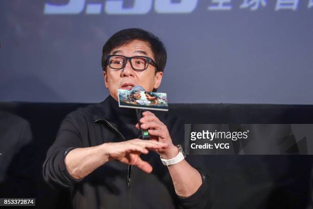 Actor Jackie Chan attends a press conference of New Zealand director Martin Campbell's film "The Foreigner" on September 24, 2017 in Beijing, China.