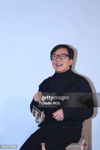 Actor Jackie Chan attends a press conference of New Zealand director Martin Campbell's film "The Foreigner" on September 24, 2017 in Beijing, China.