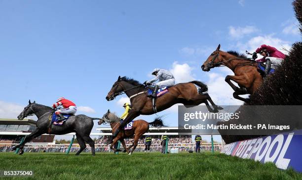 Streams of Whiskey ridden by Brian Harding goes on to win The Totescoop6 The Millionaire Maker Handicap Steeple Chase, during the Magic and Mystery...