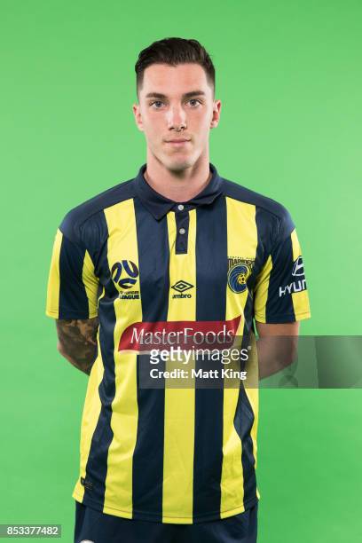 Storm Roux poses during the Central Coast Mariners 2017/18 A-League headshots session at Fox Sports Studios on September 25, 2017 in Sydney,...