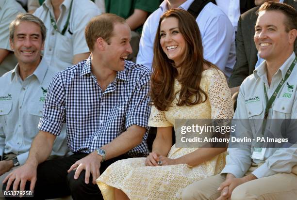 The Duke and Duchess of Cambridge watch an animal display at Taronga Zoo in Sydney during the fourteenth day of their official tour to New Zealand...