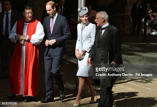 The Duke and Duchess of Cambridge attend the Easter Sunday Church Service at St Andrew's Cathedral, Sydney during the fourteenth day of their...
