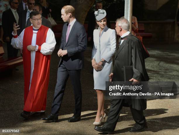 The Duke and Duchess of Cambridge attend the Easter Sunday Church Service at St Andrew's Cathedral, Sydney during the fourteenth day of their...