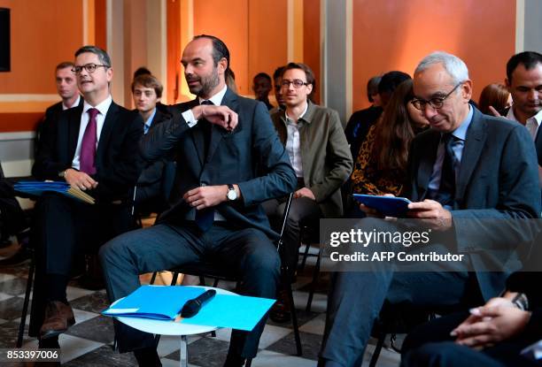 French Prime Minister Edouard Philippe looks on before receiving a report on the Grand Investment Plan by French economist Jean Pisani-Ferry on...