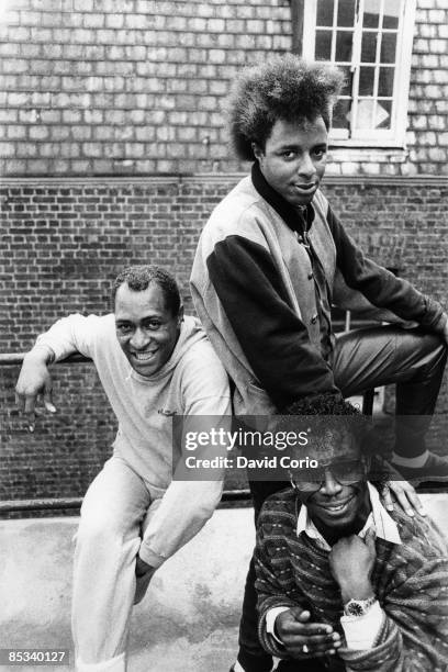 Photo of IMAGINATION and Errol KENNEDY and Ashley INGRAM and Leee JOHN; Posed group portrait L-R Errol Kennedy, Leee John and Ashley Ingram