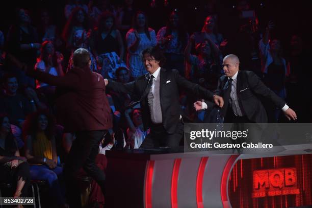 Judges Johnny Lozada,Casper Smart and Javier Poty Castillo attends the Mira Quien Baila at Univision Studios on September 24, 2017 in Miami, Florida.