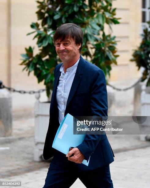 French Minister of Ecological and Inclusive Transition Nicolas Hulot arrives for a report on the Grand Investment Plan by French economist Jean...