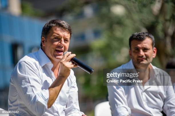 Matteo Renzi, ex Prime Minister and Leader of the Democratic Party, arrived in Bari accompanied by the Mayor of Bari Antonio De Caro at Villa...