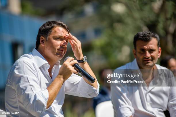 Matteo Renzi, ex Prime Minister and Leader of the Democratic Party, arrived in Bari accompanied by the Mayor of Bari Antonio De Caro at Villa...