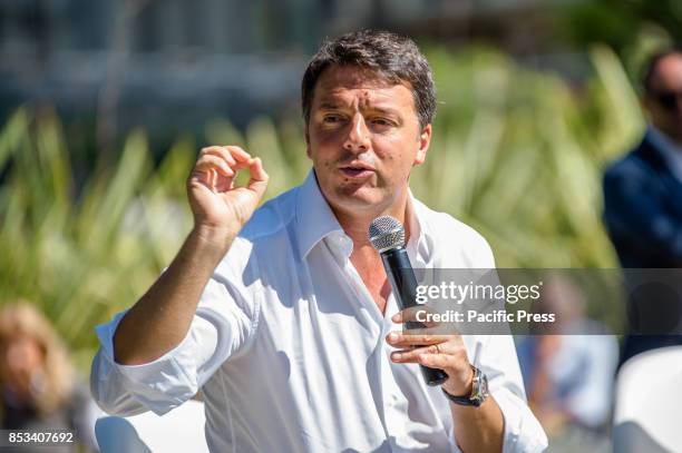 Matteo Renzi, ex Prime Minister and Leader of the Democratic Party, arrived in Bari accompanied by the Mayor of Bari Antonio De Caro at Villa...