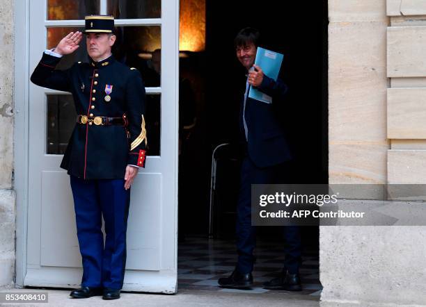 French Minister of Ecological and Inclusive Transition Nicolas Hulot arrives for a report on the Grand Investment Plan by French economist Jean...