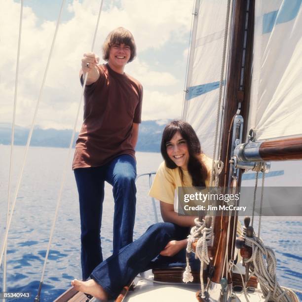 Photo of CARPENTERS and Karen CARPENTER and Richard CARPENTER, L-R: Richard Carpenter, Karen Carpenter - posed, on boat in Lake Tahoe