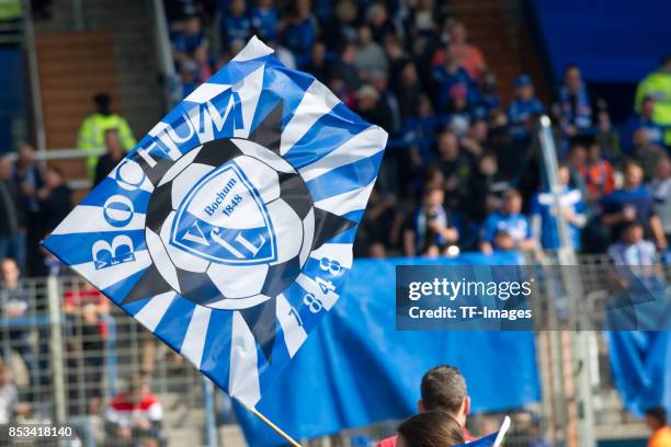 Flag of Bochum are seen during the Second Bundesliga match between VfL Bochum 1848 and FC Ingolstadt 04 at Vonovia Ruhrstadion on September 24, 2017...