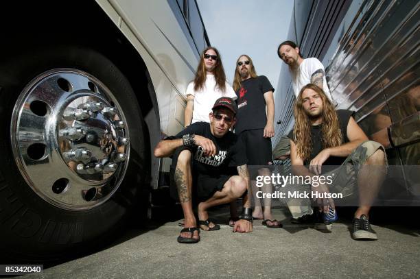 Photo of Randy BLYTHE and LAMB OF GOD and Willie ADLER and John CAMPBELL and Mark MORTON and Chris ADLER; L-R : Willie Adler, John Campbell, Chris...