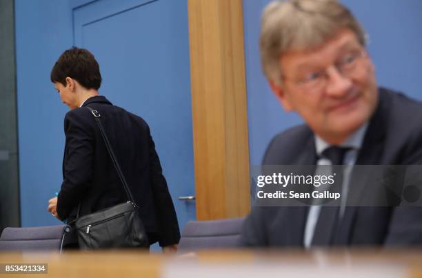 Frauke Petry , a leading member of the right-wing Alternative for Germany , departs after announcing she will not join the new AfD Bundestag faction...