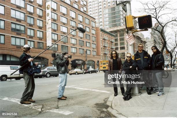 Photo of METALLICA and Lars ULRICH and James HETFIELD and Robert TRUJILLO and Kirk HAMMETT; L-R: Kirk Hammett, Lars Ulrich, James Hetfield, Robert...