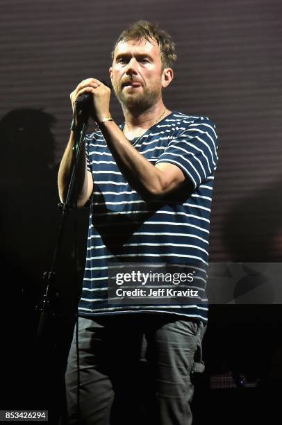 Damon Albarn of Gorillaz performs on Downtown Stage during day 3 of the 2017 Life Is Beautiful Festival on September 24, 2017 in Las Vegas, Nevada.