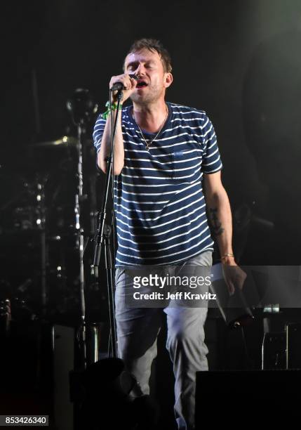Damon Albarn of Gorillaz performs on Downtown Stage during day 3 of the 2017 Life Is Beautiful Festival on September 24, 2017 in Las Vegas, Nevada.