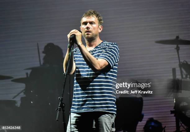 Damon Albarn of Gorillaz performs on Downtown Stage during day 3 of the 2017 Life Is Beautiful Festival on September 24, 2017 in Las Vegas, Nevada.