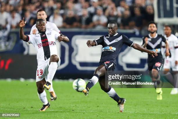 Youssouf Sabaly of Bordeaux during the Ligue 1 match between FC Girondins de Bordeaux and EA Guingamp at Stade Matmut Atlantique on September 23,...