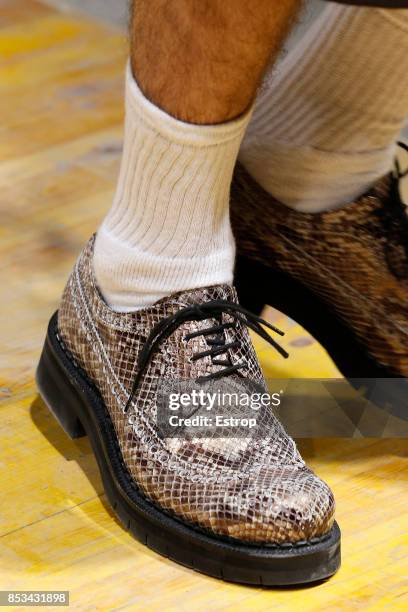 Shoe Detail at the Antonio Marras show during Milan Fashion Week Spring/Summer 2018 on September 23, 2017 in Milan, Italy.