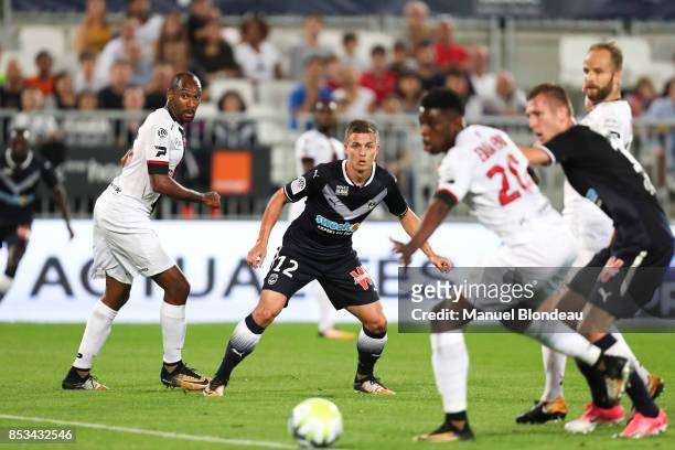 Nicolas De Preville of Bordeaux during the Ligue 1 match between FC Girondins de Bordeaux and EA Guingamp at Stade Matmut Atlantique on September 23,...