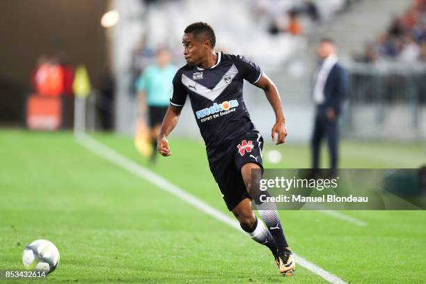 Francois Kamano of Bordeaux during the Ligue 1 match between FC Girondins de Bordeaux and EA Guingamp at Stade Matmut Atlantique on September 23,...