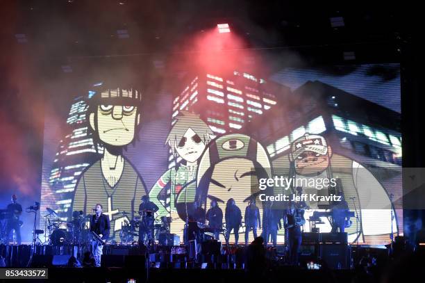 Gorillaz perform on Downtown Stage during day 3 of the 2017 Life Is Beautiful Festival on September 24, 2017 in Las Vegas, Nevada.