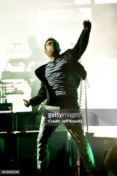 Damon Albarn of Gorillaz performs on Downtown Stage during day 3 of the 2017 Life Is Beautiful Festival on September 24, 2017 in Las Vegas, Nevada.