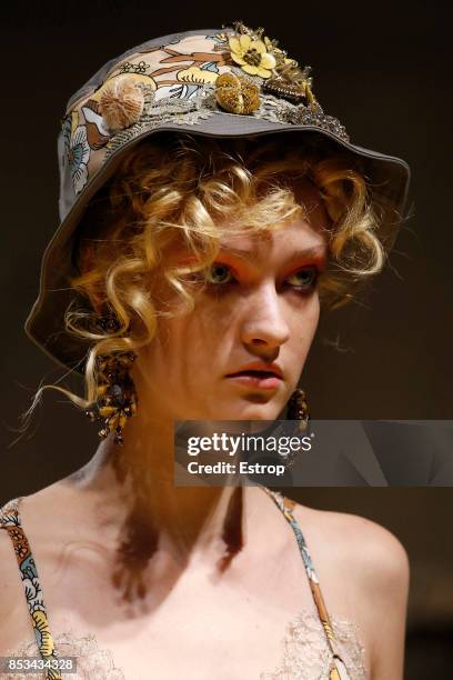 Hat Detail at the Antonio Marras show during Milan Fashion Week Spring/Summer 2018 on September 23, 2017 in Milan, Italy.