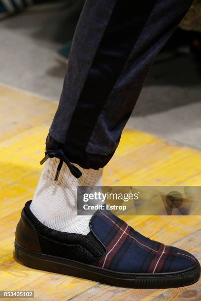 Shoe Detail at the Antonio Marras show during Milan Fashion Week Spring/Summer 2018 on September 23, 2017 in Milan, Italy.