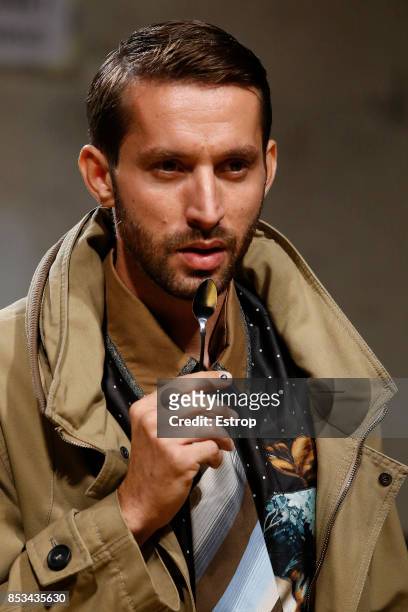 Face Detail at the Antonio Marras show during Milan Fashion Week Spring/Summer 2018 on September 23, 2017 in Milan, Italy.