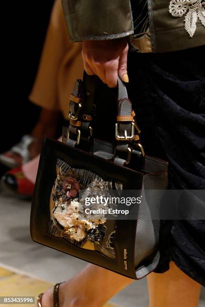 Bag Details at the Antonio Marras show during Milan Fashion Week Spring/Summer 2018 on September 23, 2017 in Milan, Italy.