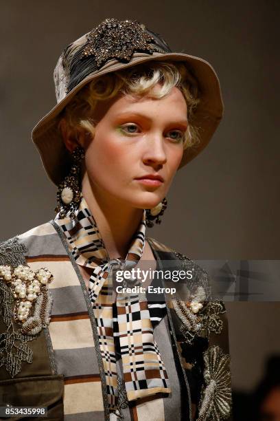 Hat Detail at the Antonio Marras show during Milan Fashion Week Spring/Summer 2018 on September 23, 2017 in Milan, Italy.