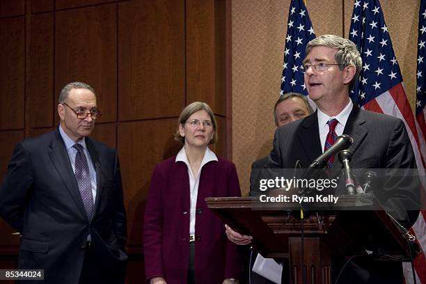 March 10: Rep. Brad Miller with Sen. Charles E. Schumer , Elizabeth Warren, chairwoman of a congressional oversight panel and Harvard law professor,...