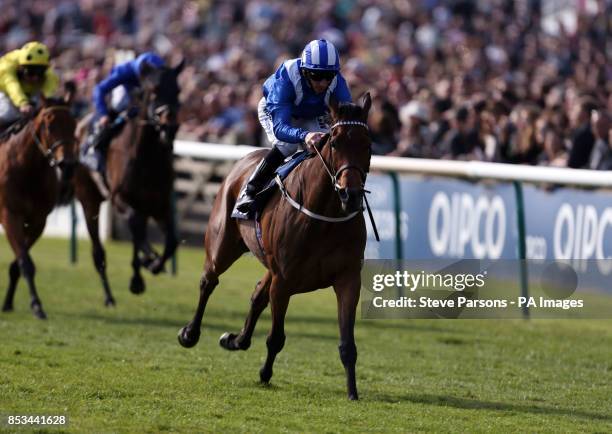 Taghrooda ridden by Paul Hanagan wins the Tweenhills Pretty Polly Stakes during day two of the 2014 QIPCO Guineas Festival at Newmarket Racecourse,...